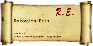 Rakovics Edit névjegykártya